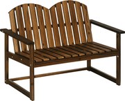 Outsunny Kerti Pad, 2-Személyes Pad, Fa Pad Háttámlával és Karfával, Park Pad, Teherbírás 240 kg-ig, Kertbe, Erkélyre, Sötétszürke, 114 x 63 x 86 cm |