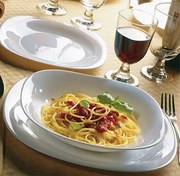 PARMA fehér 18 részes opál üveg étkészlet szögletes