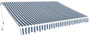 kézi működtetésű összecsukható napellenző, kék-fehér, 350 cm