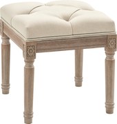 HOMCOM Ágyvégi Puff Hálószobai Pad Fából készült Lábakkal és Párnázott Ülőfelülettel 120 kg Teherbírású Előszoba Pad 40x40x43 cm Bézs | Aosom