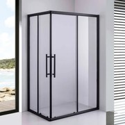 Stuxi Nizza Black 100x90 cm aszimmetrikus két tolóajtós zuhanykabin 6 mm vízlepergető biztonsági üveggel, fekete elemekkel, 190 cm magas