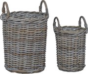 vidaXL Virágcserép Kosár tárolóval 2 pcs Szürke Kubu rattán