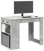 íróasztal fiókkal és polccal betonszürke 102x62x77,5 cm műfa