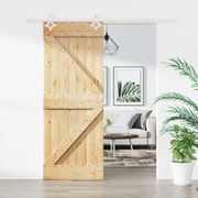 Tömör fenyőfa tolóajtó fémszerelékszettel 85x210 cm