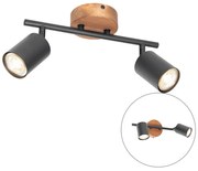 Ipari spotlámpa fekete fával dönthető 2-lámpás - Jeana