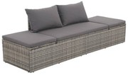 szürke polyrattan kerti ágy 195 x 60 cm