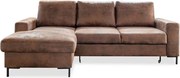 Lofty Lilly Vintage barna kinyitható bőrutánzat sarokkanapé, bal oldali - Miuform