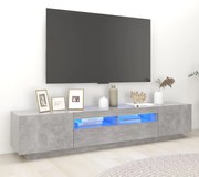 betonszürke TV-szekrény LED-lámpákkal 200 x 35 x 40 cm