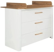 Fehér alacsony gyerek komód pelenkázó feltéttel tölgyfa dekorral 119x100 cm Ava – Roba