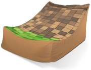 Lounge babzsák Blocks 3D - gyerek, barna / zöld
