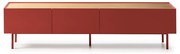 Piros TV-állvány tölgyfa dekorral 180x45 cm Arista – Teulat