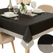 Abrosz asztalra Fekete Elegáns Ezüst Cirkónia glamour 130X180 fényes