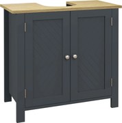 kleankin Mosogató Alatti Szekrény Forgácslapból és MDF-ből 2 Ajtóval és Állítható Polccal, Vízálló, 60x30x60 cm, Sötétszürke | Aosom