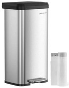 Konyhai szemetes, 68 literes pedálos kuka, ezüst-fekete