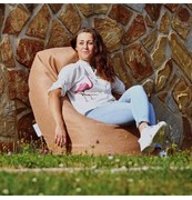 EMI Körte alakú barna színű velúr babzsákfotel