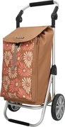 Barna virágmintás állítható bevásárlókocsi kerekeken „Hercules”