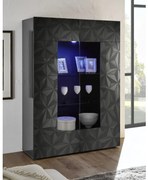 PRISMA Antracit szürke Üveges szekrény 2 ajtós 121cm