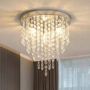 Lampa Sufitowa Srebrny Żyrandol Kryształowy Chrom Nowoczesny G9 Do Kuchni