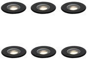 6 db modern kültéri talajszpotlámpa szett fekete 35 mm állítható IP65 - Delux