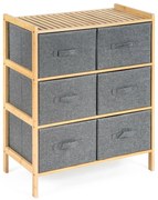 G21 Bambusz polc kosarakkal, 3 polc, szürke, 3 emelet