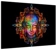 Kép - Buddha mellszobra neon színekben (70x50 cm)