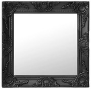fekete barokk stílusú fali tükör 50 x 50 cm