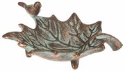 Fém ivókút Javorový list s ptáčkem Romance, 17 x16 x 6 cm, réz