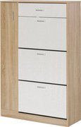 HOMCOM 3-ajtós cipőszekrény 18-27 pár cipőhöz, modern cipőtartó fiókkal és ajtóval, 84x30x132 cm, természetes fa | Aosom
