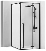 Rea Fargo, zuhanykabin lengőajtókkal 90 (ajtó) x 90 (fal) x 195 cm, 6mm átlátszó üveg, fekete profil + fehér Savoy zuhanytálca, KPL-K6318