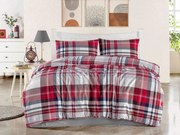Karo piros flanel ágyneműhuzat 200x140cm+90x70cm TiaHome