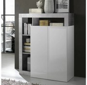 LENOR komód fehér/szürke, betonhatású