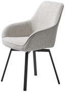 Világosszürke kárpitozott karfás étkezőfotel Alma – Unique Furniture