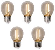 5 db E27 dimbare LED lamp P45 smoke 3W 250 lm 2200K