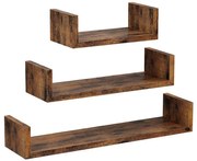 SHELFY 3 darabos fali polcszett, barna