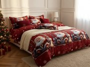 Mikroszálas ágynemű SANTA ON A SWING piros Ágyneműhuzat mérete: 70 x 80 cm | 140 x 200 cm