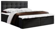 Franciaágy  Boxspring 140 cm Fade 2 (fekete) (matraccal és tárolóhellyel). 1046493