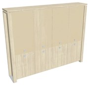 Verno+ S magas szekrény 260 x 46 x 210 cm, kombinált ajtó, akác / vanília