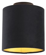 Mennyezeti lámpa fekete és arany bársony árnyékolóval 20 cm - Combi Black
