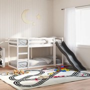 fehér tömör fenyő emeletes ágy csúszdával és létrával 90x190 cm