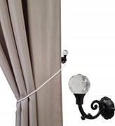 Rozetta tartó akasztó függöny rögzítéshez kampó mini kristály Fekete