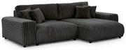 Sötétszürke kordbársony kinyitható-tárolóhelyes sarokkanapé (jobb oldali) Sarina – Ropez