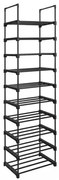 TUBE halmozható cipőállvány, 10 polc, 45x30x174cm, fekete SongmicsHome