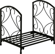 Outsunny Beltéri és Kültéri Fém Tűzifa Tartó Emelt Alappal 50kg Tűzifához, 39,5x31,5x39,5cm, Fekete | Aosom