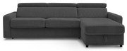 Sötétszürke kordbársony kinyitható sarokkanapé (variálható) Monaco – Bobochic Paris