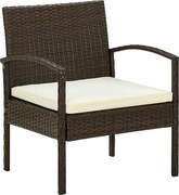 vidaXL barna polyrattan kerti szék párnával