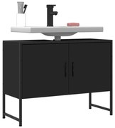 fekete szerelt fa fürdőszobai mosdószekrény 80 x 33 x 60 cm