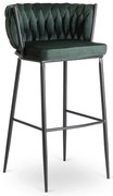 Bárszék FLORES sötétzöld bársony/fekete lábak