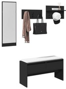 4 részes fekete szerelt fa előszobai bútorgarnitúra