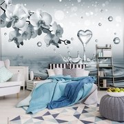 Fotótapéta - Szív víz és az orchideák (152,5x104 cm)