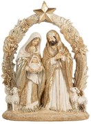 Betlehem életkép Szentcsalád 19x7x24 cm Bézs Arany ünnepi dekoráció